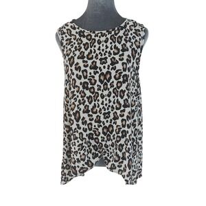 Adrienne Modern Boho City Chic Leopard Print Sleeveless Tunic Top‎ - Womens  L